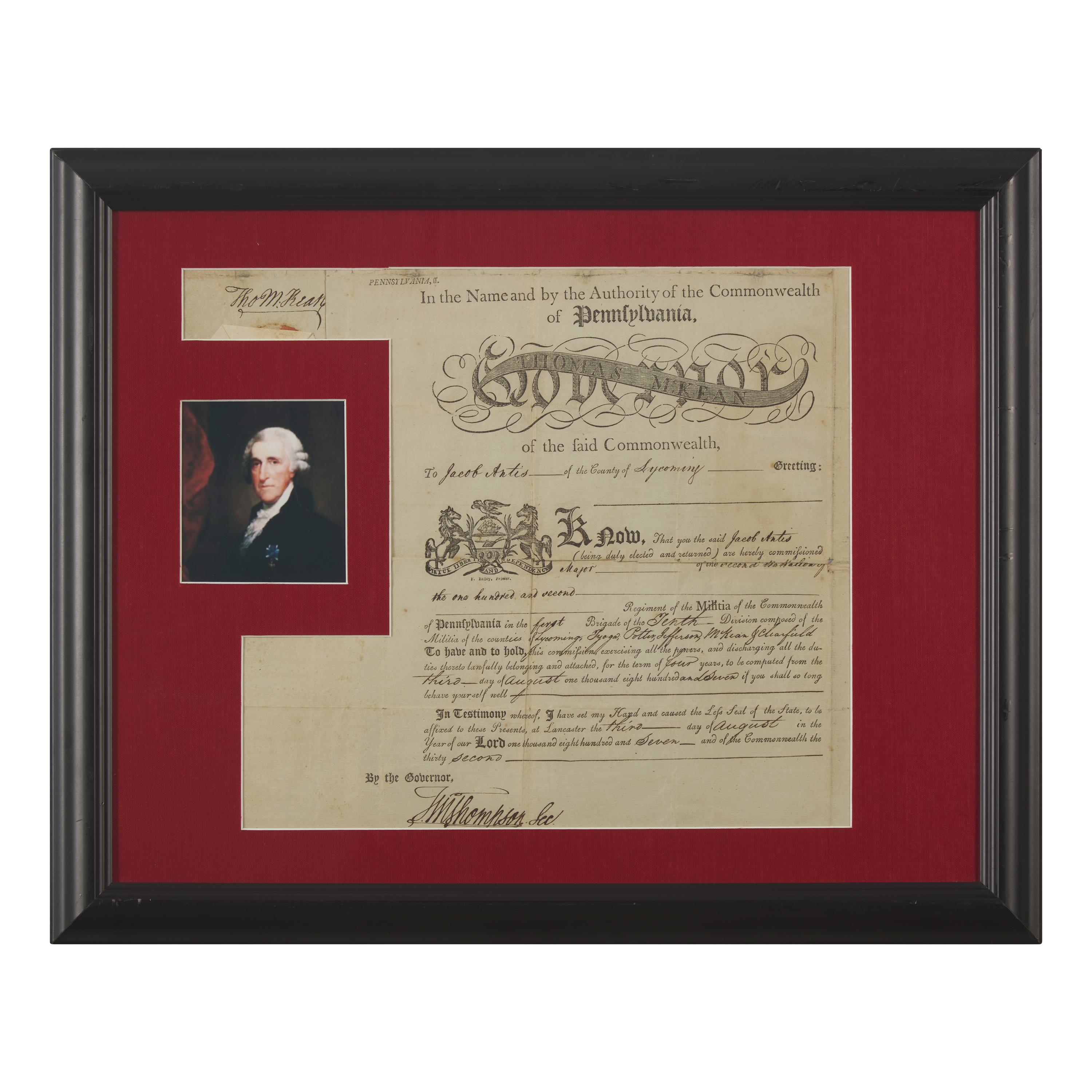 [Americana] [Declaration of Independence] McKean, Thomas. Group of 2 partially-printed documents, signed