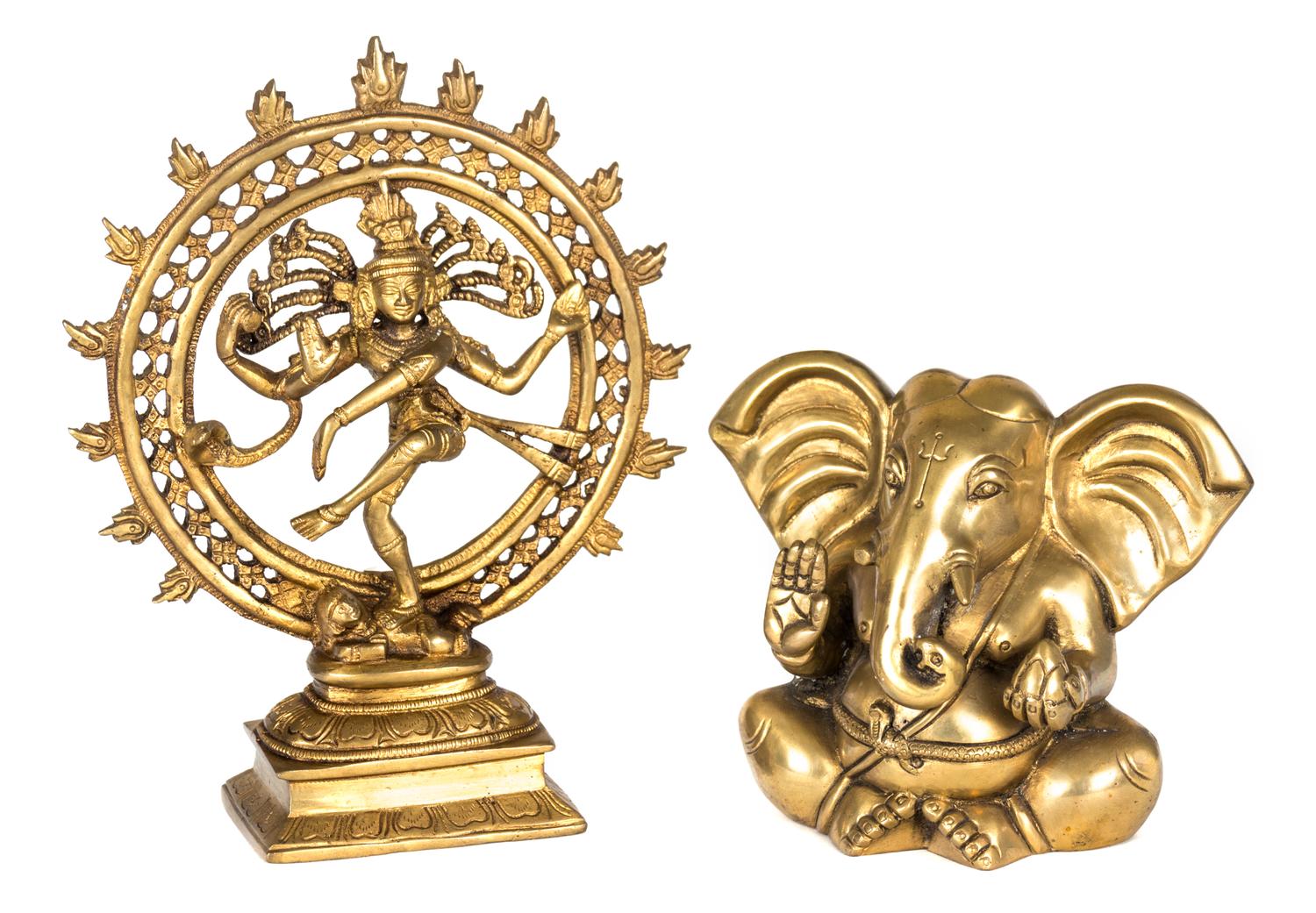 Two South Asian Brass Sculptures Height of taller 9 7/8inches.
