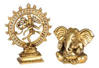 Two South Asian Brass Sculptures Height of taller 9 7/8inches.