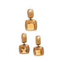 CITRINE, DIAMOND, AND YELLOW GOLD PENDANT AND EARRINGS