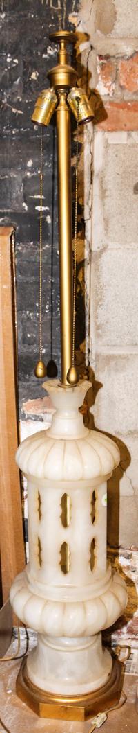 An Alabaster Table Lamp. Height of alabaster 25 inches.