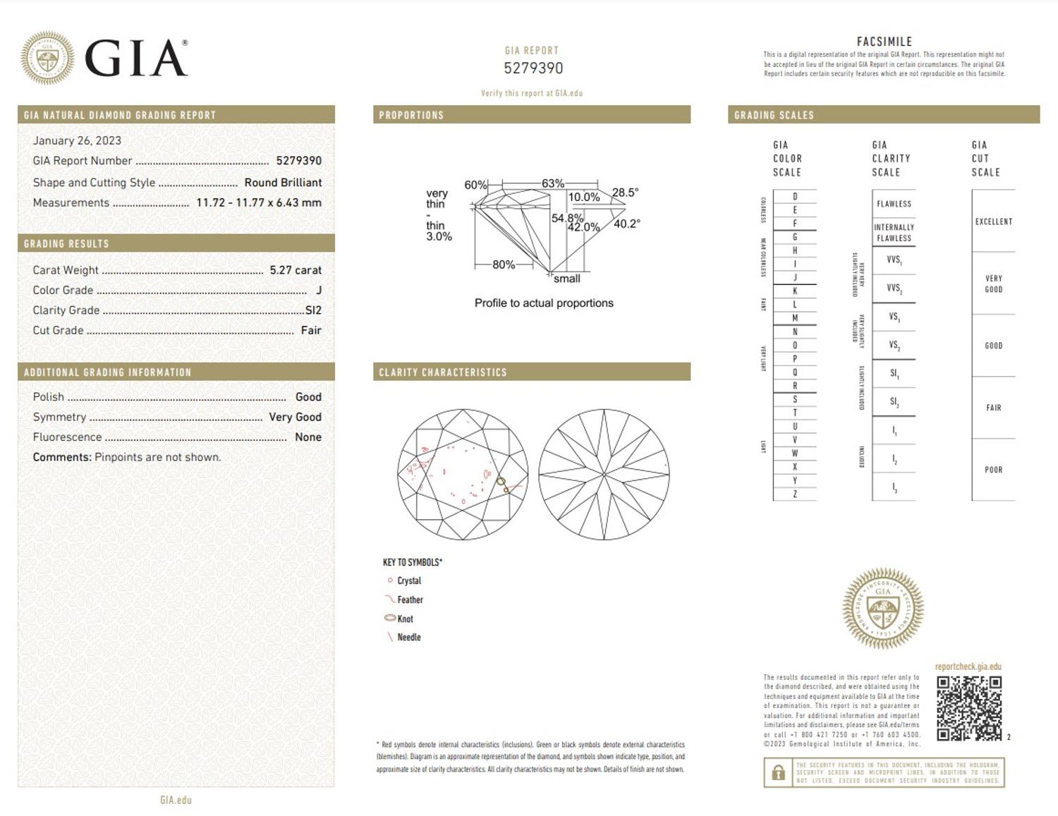 5.27 CARAT ROUND BRILLIANT CUT DIAMOND