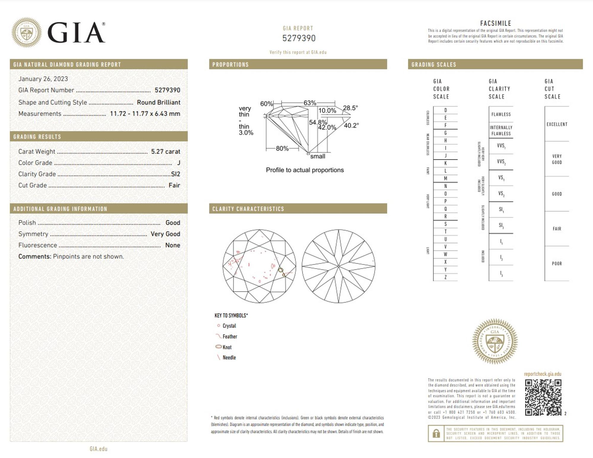 5.27 CARAT ROUND BRILLIANT CUT DIAMOND