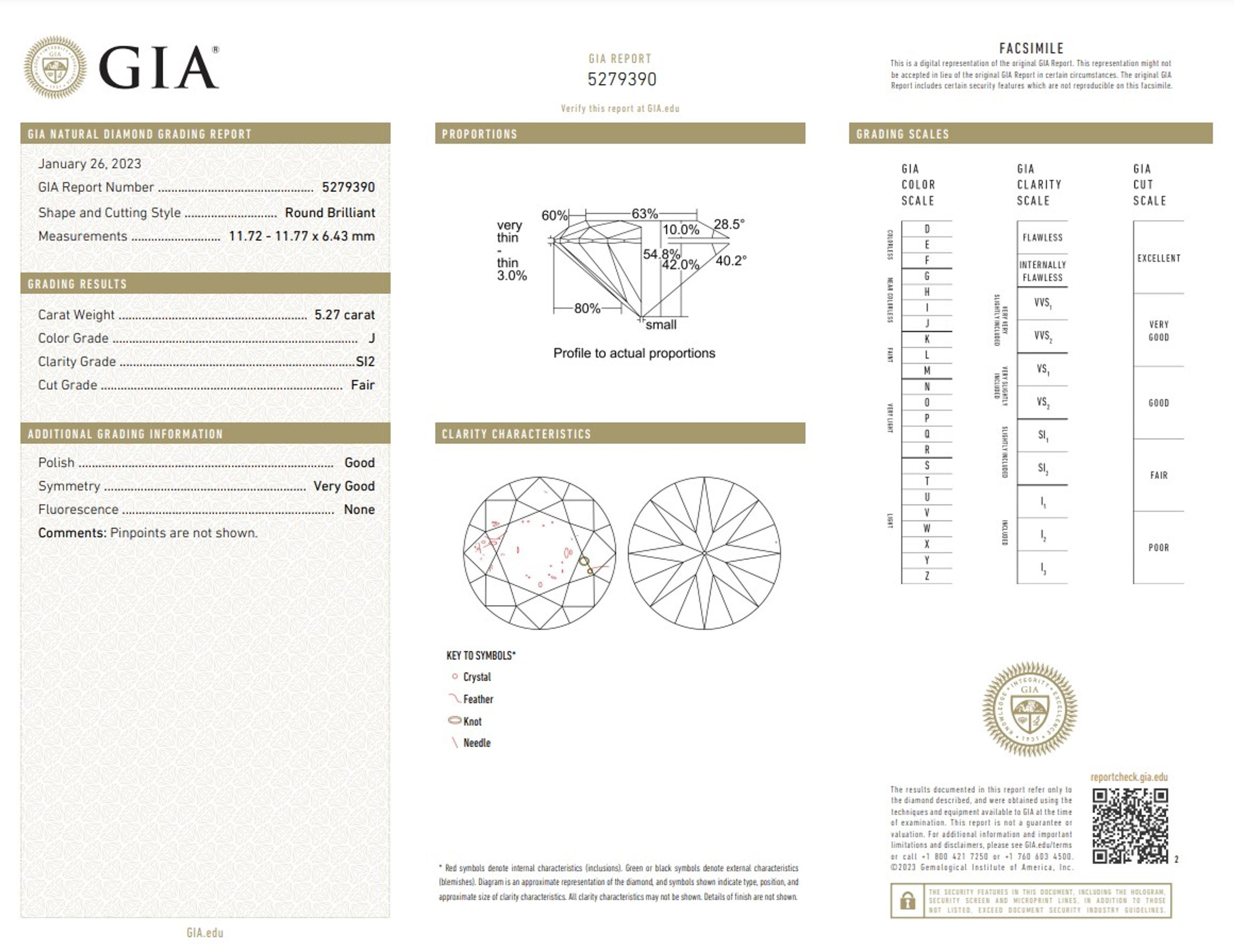 5.27 CARAT ROUND BRILLIANT CUT DIAMOND