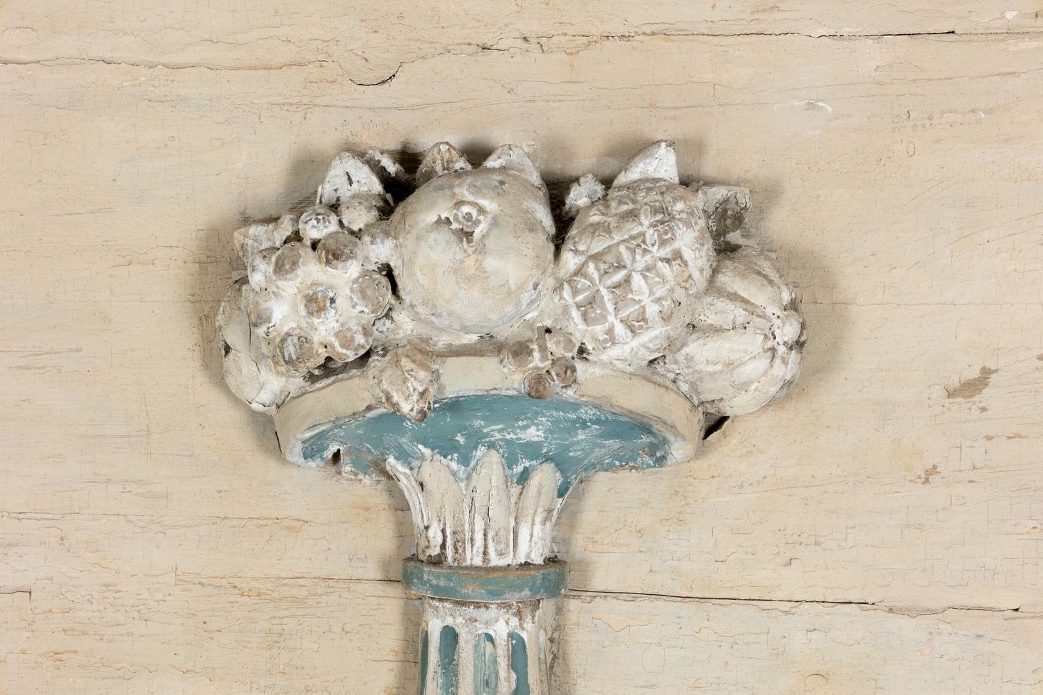 A Louis XV/XVI Transitional Grey and Blue-Painted Trumeau
