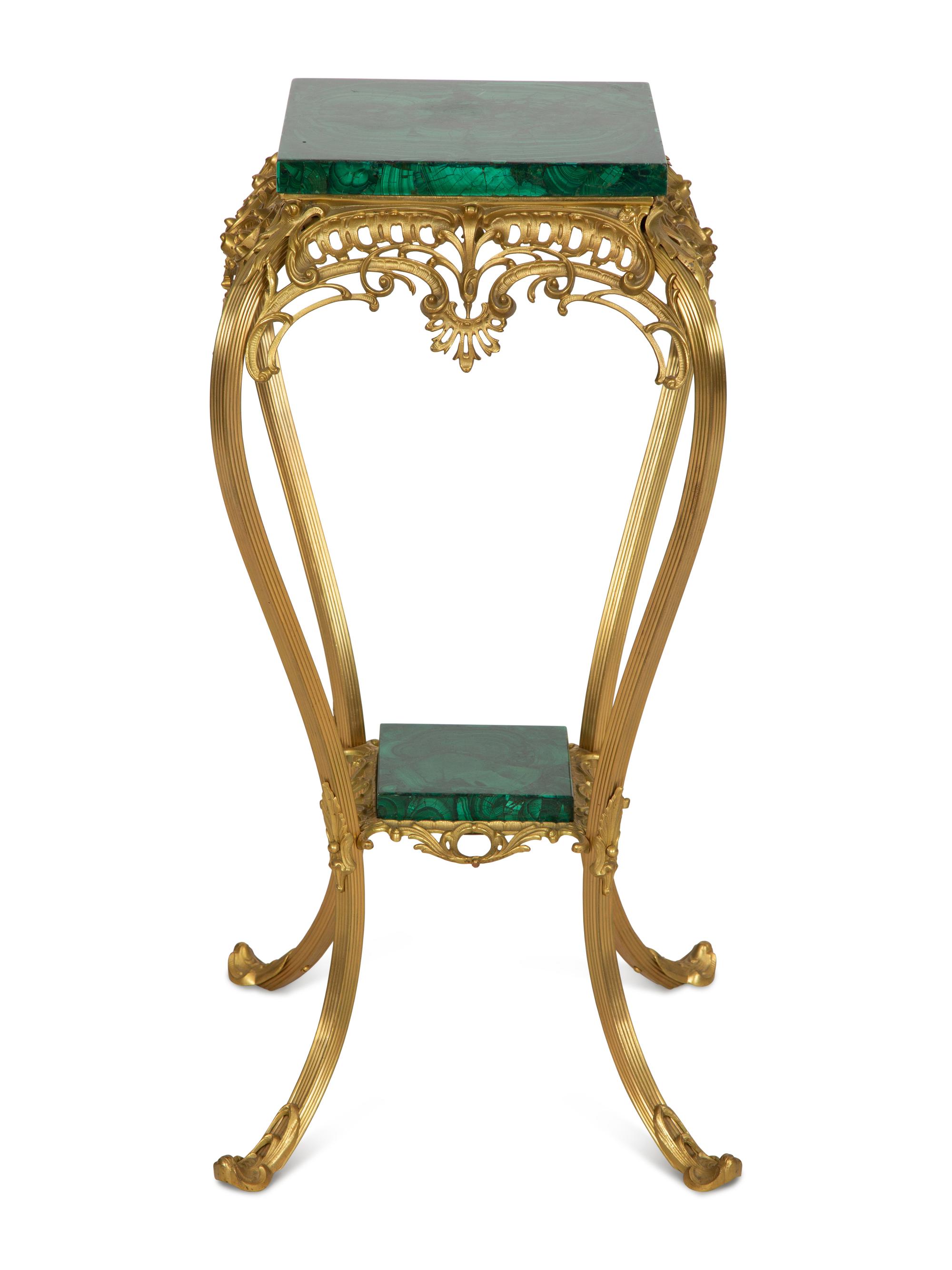 A Continental Gilt Metal and Malachite Side Table