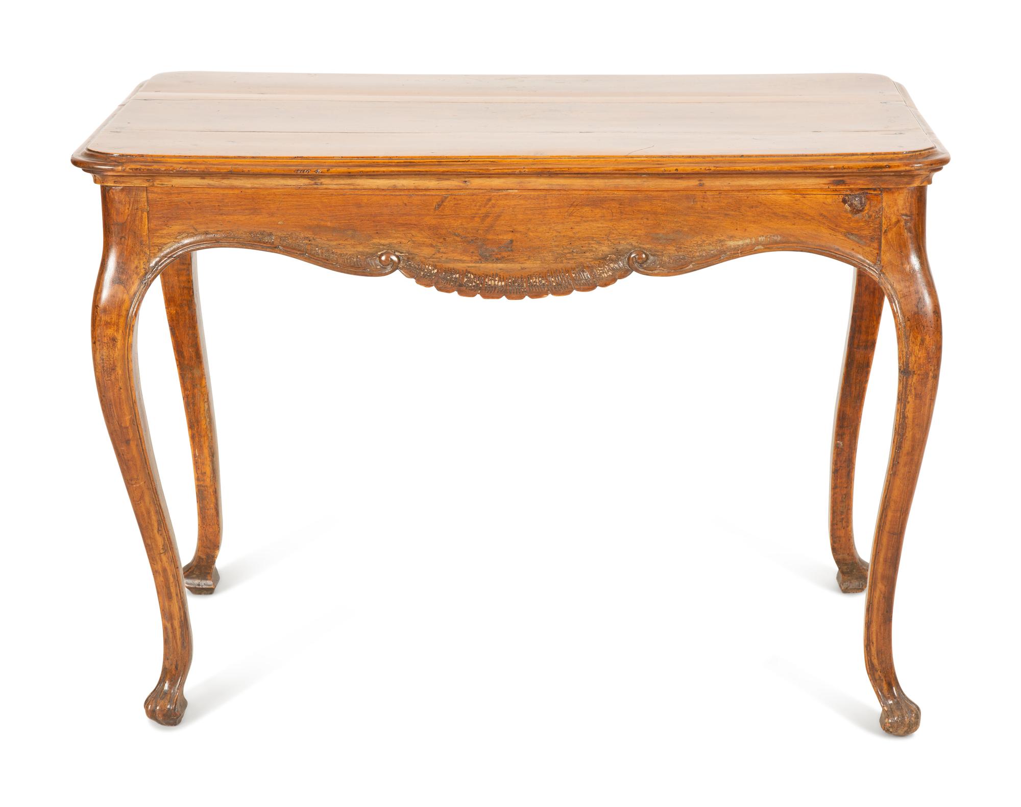 A Louis XV Provincial Style Carved Fruitwood Writing Table — 19th Century