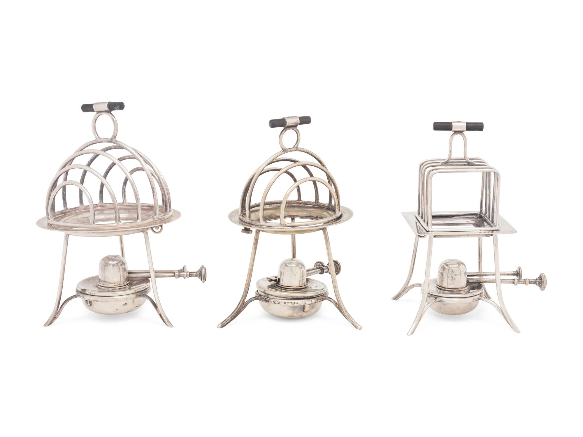 Three Asprey Silver-Plate Toast Racks with Warmers