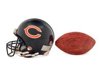 A Richard Dent Signed Autograph Riddell Chicago Bears Full Size Helmet and Wilson NFL Football (Beckett Authentication Services BAS Certified),