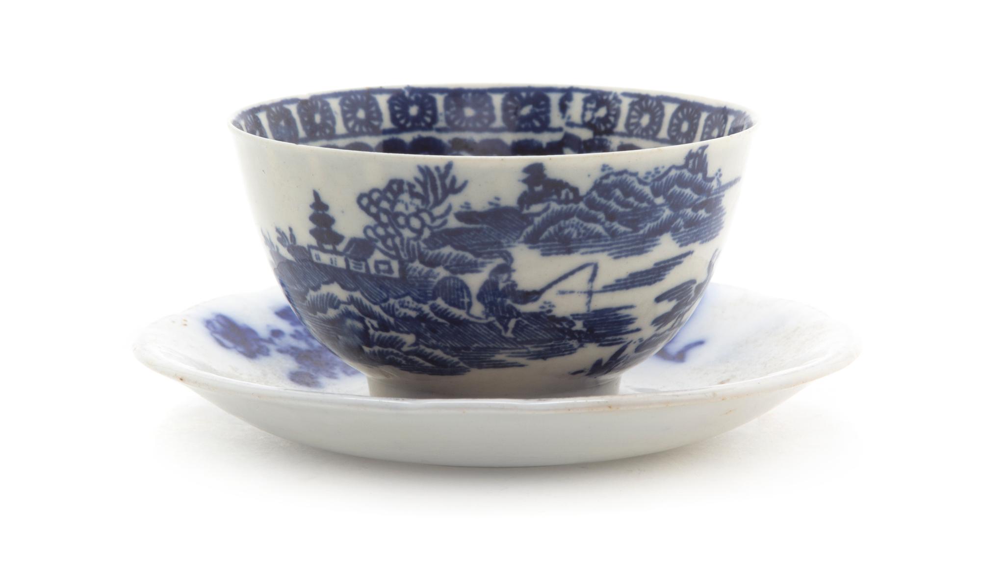 A Worcester Porcelain Tea Bowl, Diameter of first 3 3/8 inches.