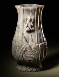 A Chicken Bone Jade 'Lotus' Vase