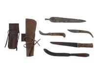 [NATIVE AMERICANS - RELICS]. Group of excavated tomahawks, strikers, and other edged weapons.
