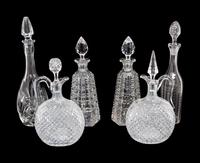 Six Cut Glass Decanters
