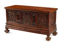 A Continental Carved Walnut Coffer