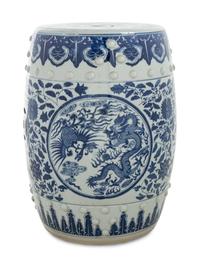 A Chinese Blue and White Porcelain Garden Stool