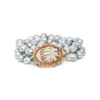 BAROQUE CULTURED GRAY PEARL AND SHELL CAMEO BRACELET