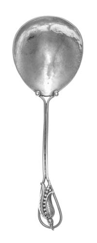 A Canadian Silver Berry Spoon, Carl Poul Pedersen, Montreal, having a wire handle decorated with a floral blossom, the bowl with spot-h