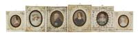Six Continental Portrait Miniatures, Height of largest overall 5 1/2 x width 4 1/2 inches.