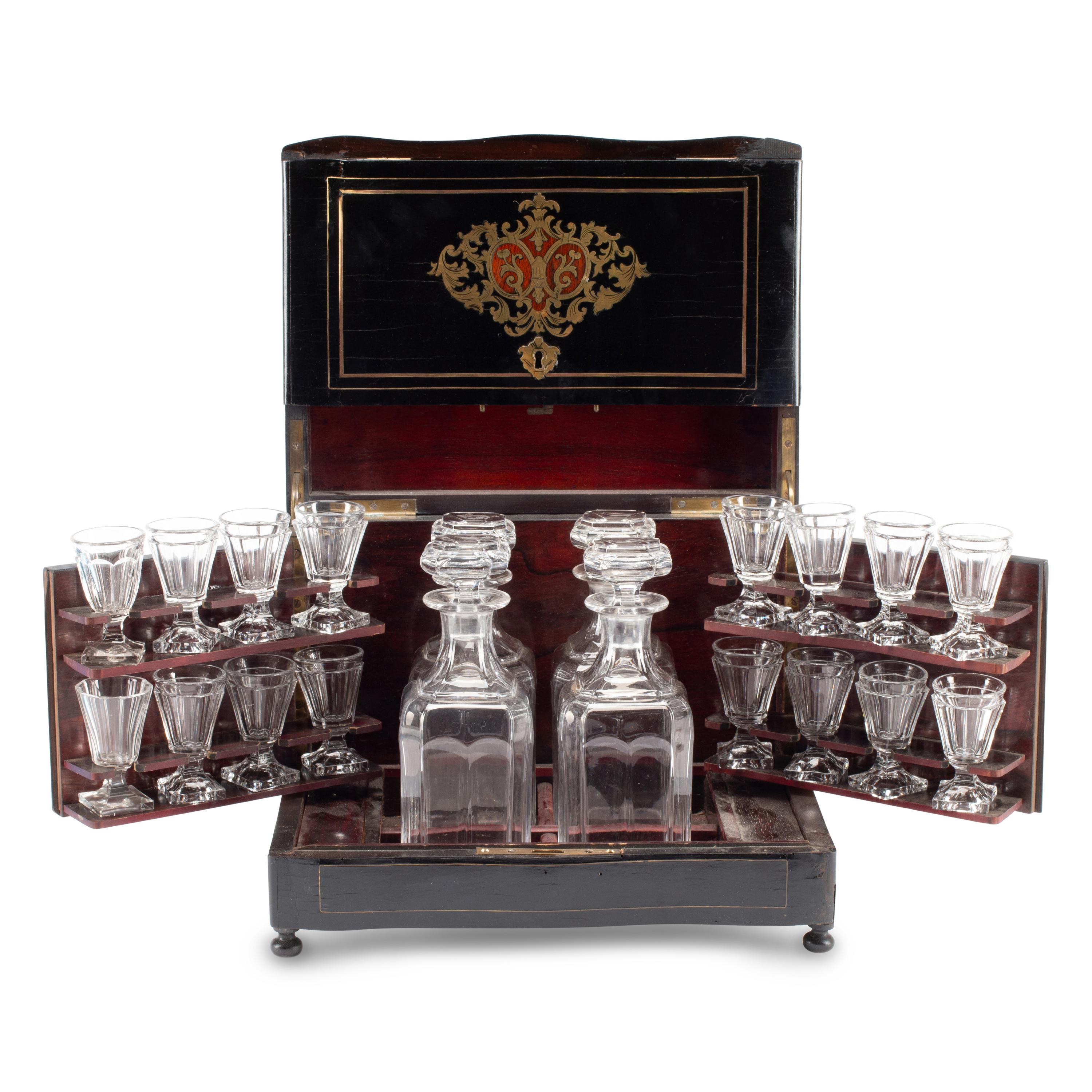A French Ebonized and Boulle Marquetry Cave à Liqueur