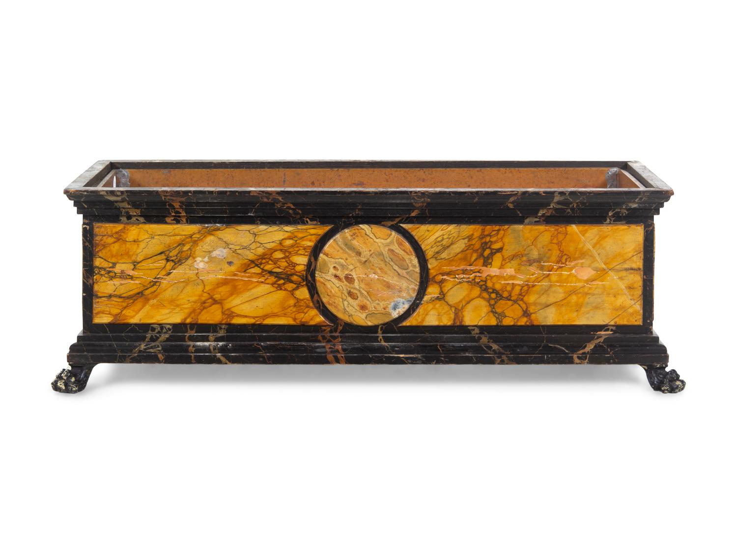 A Continental Faux Marble Painted Jardinière