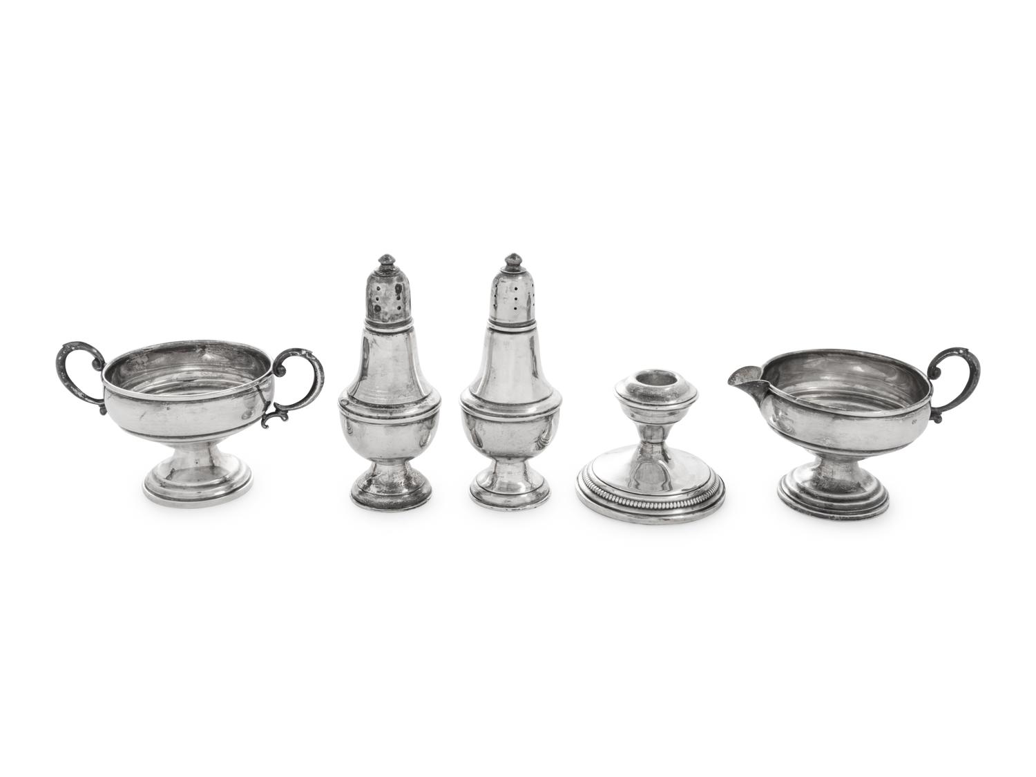A Group of Five American Silver Table Articles