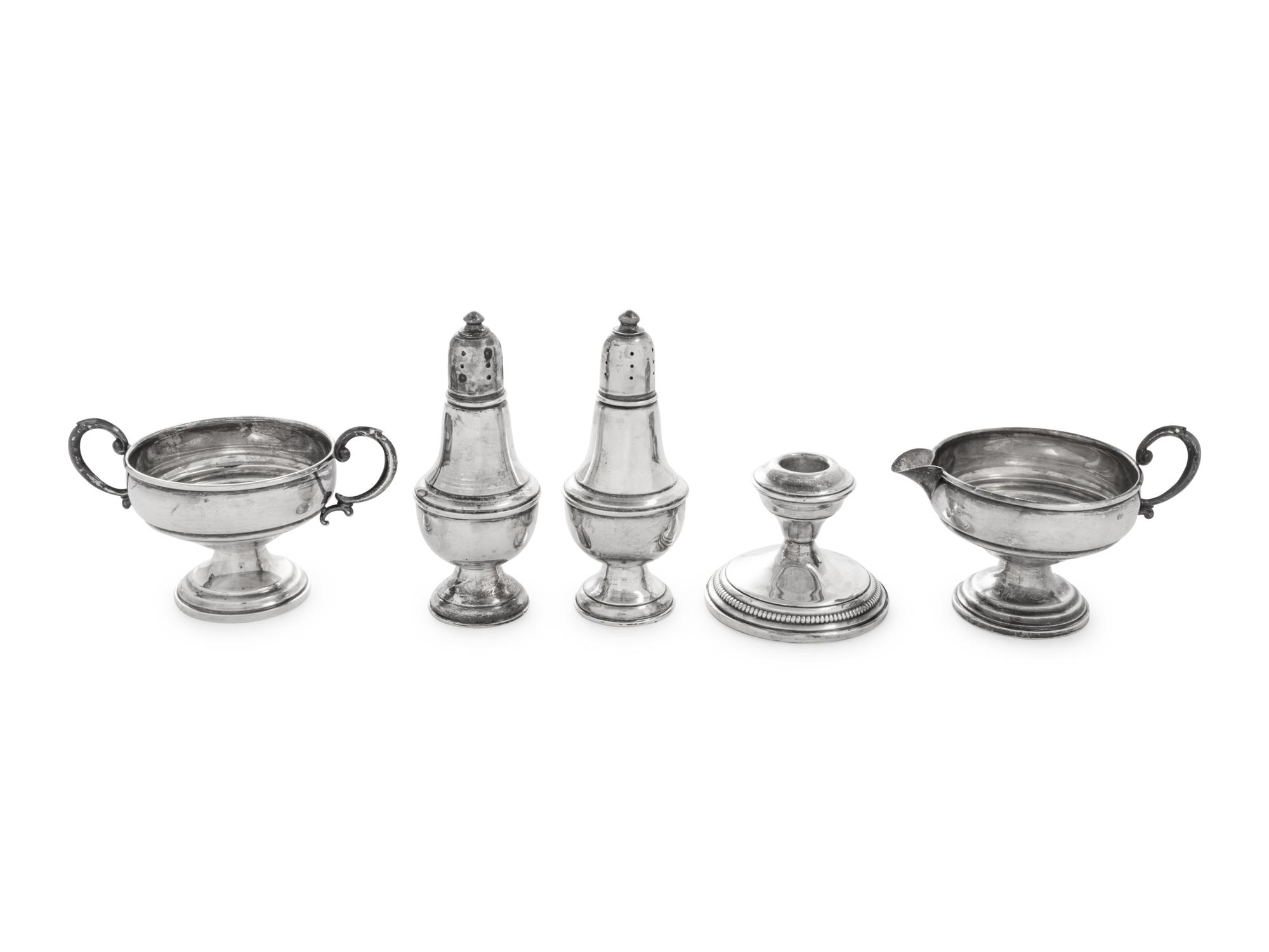 A Group of Five American Silver Table Articles