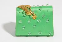 A Gianni Versace Green Silk Wristlet, 5.75" x 4" x 2"; Bracelet: 10" x .75".