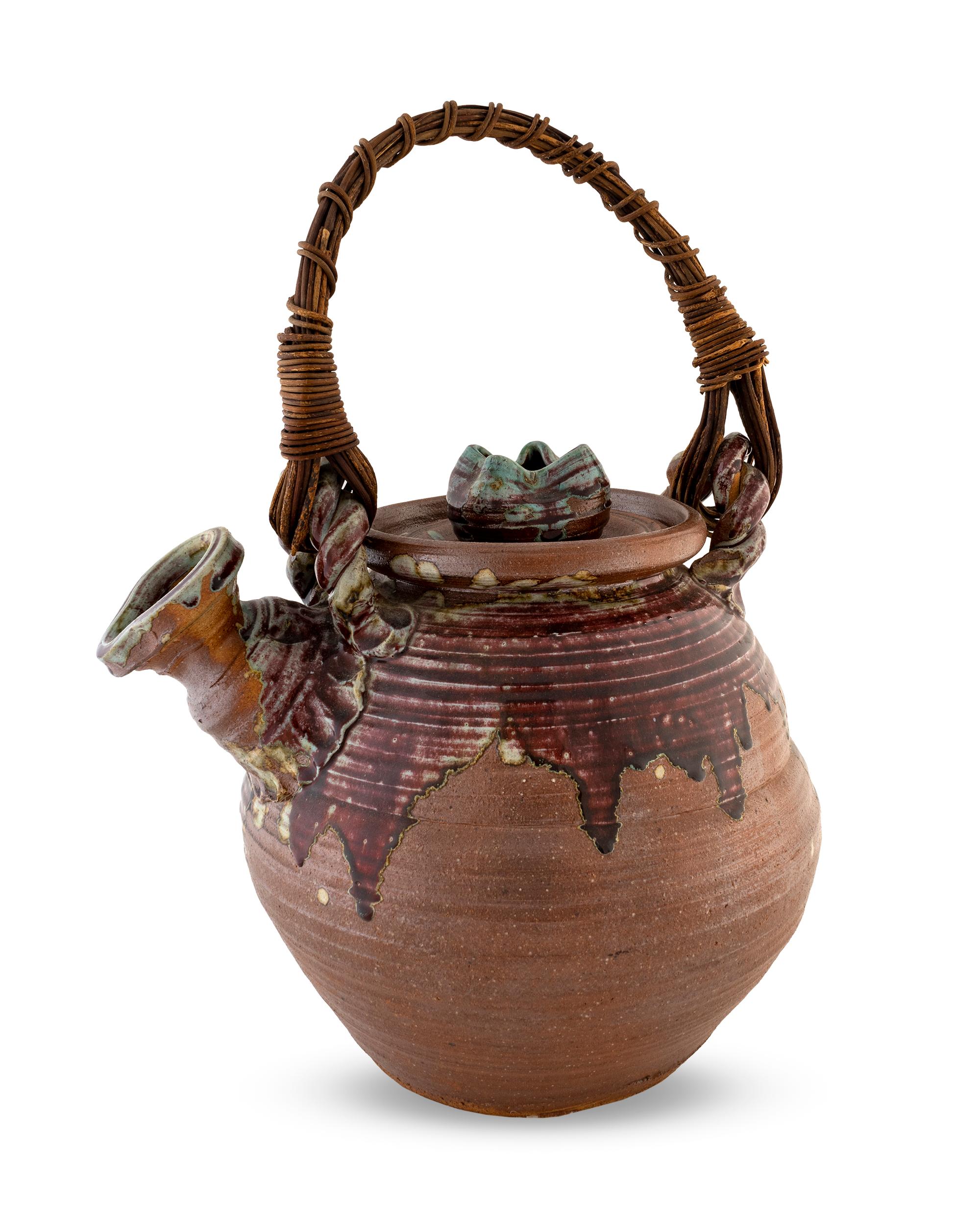 A Japanese Oversized Glazed Pottery Teapot