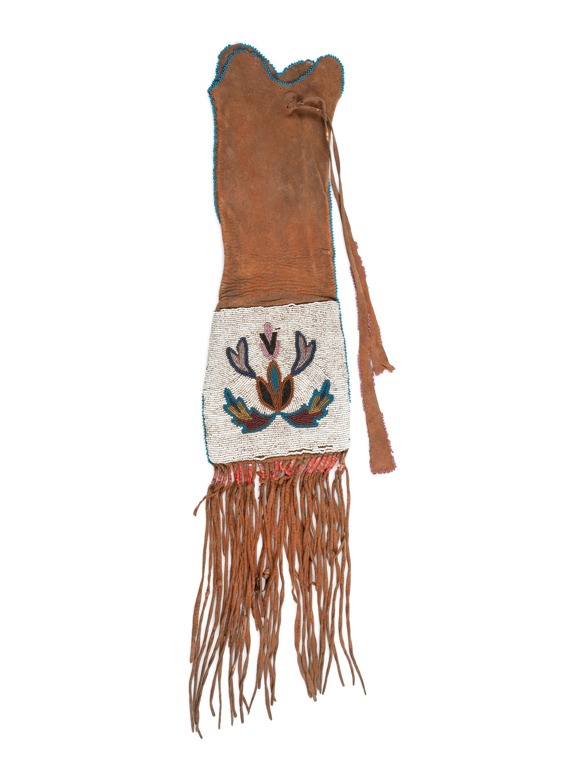 Cree Beaded Hide Tobacco Bag