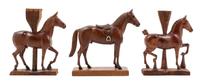 Three Carved Wood Horse Figures Height of tallest 9 inches. — ATTRIBUTED TO PETER GIBA, 20TH CENTURY