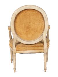 A Louis XVI Style Gray-Painted Fauteuil