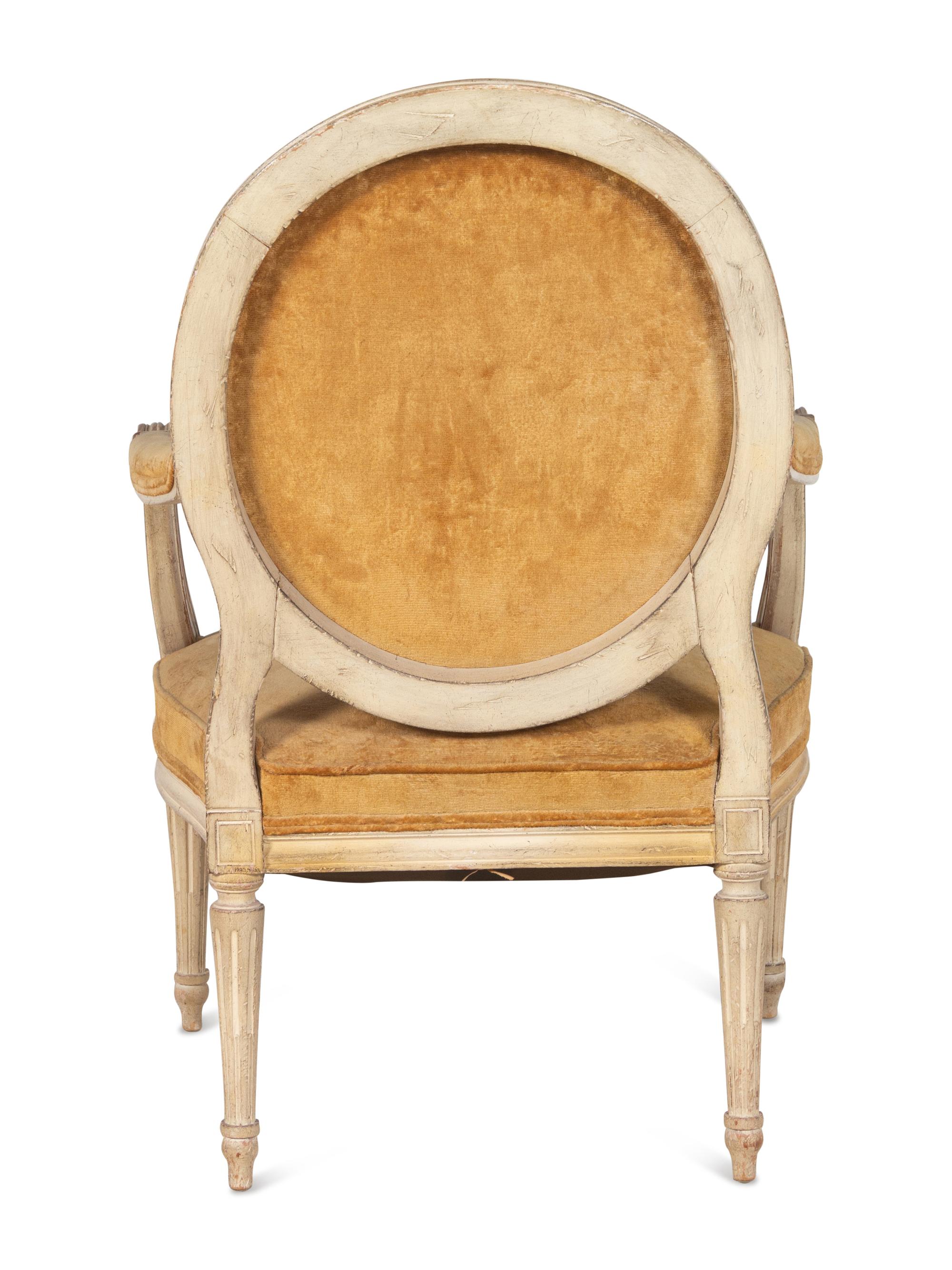 A Louis XVI Style Gray-Painted Fauteuil