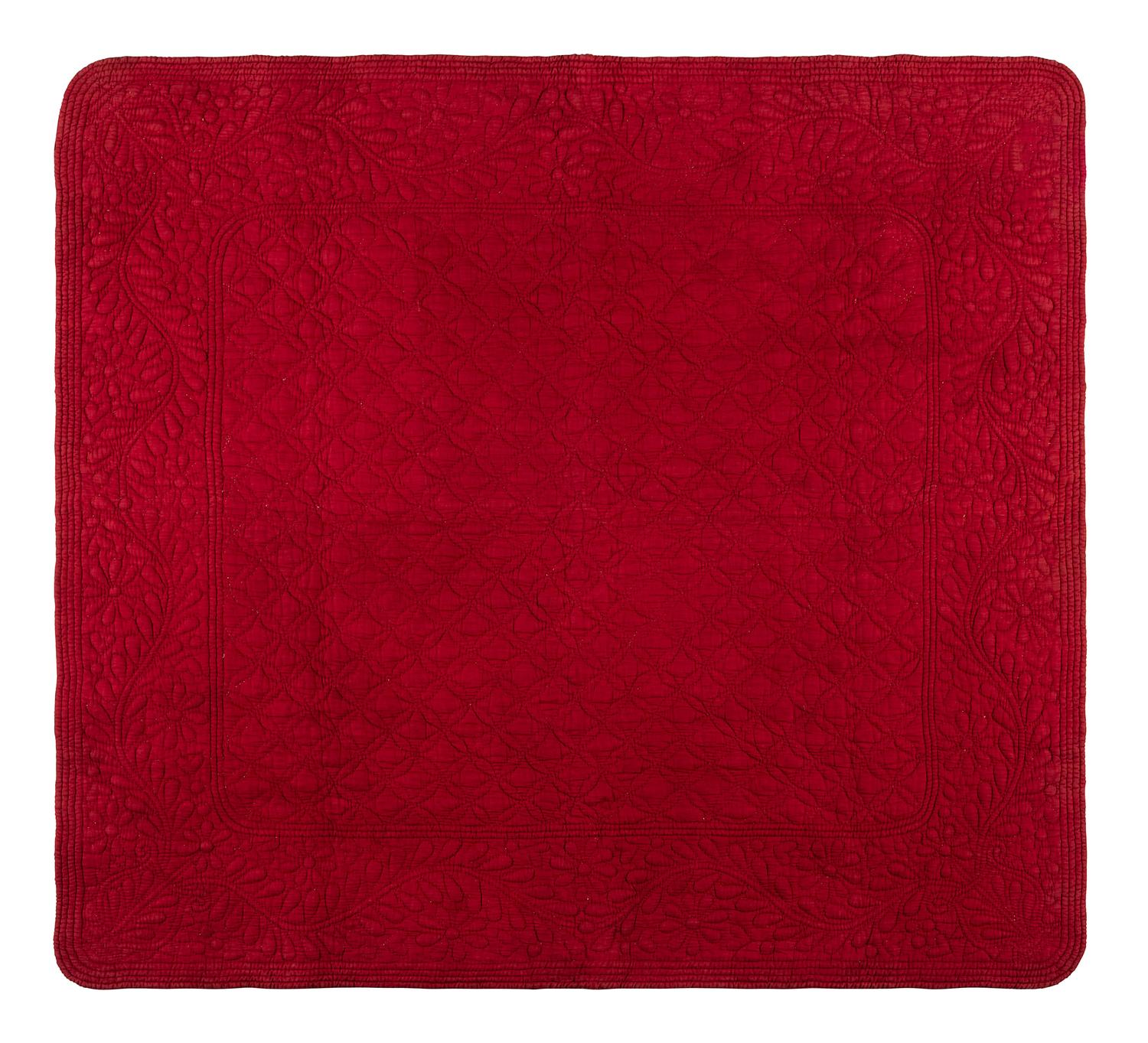 A Trapunto 'Heart' Pattern Cotton Quilt