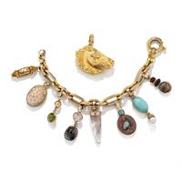 YELLOW GOLD AND MULTIGEM CHARM BRACELET