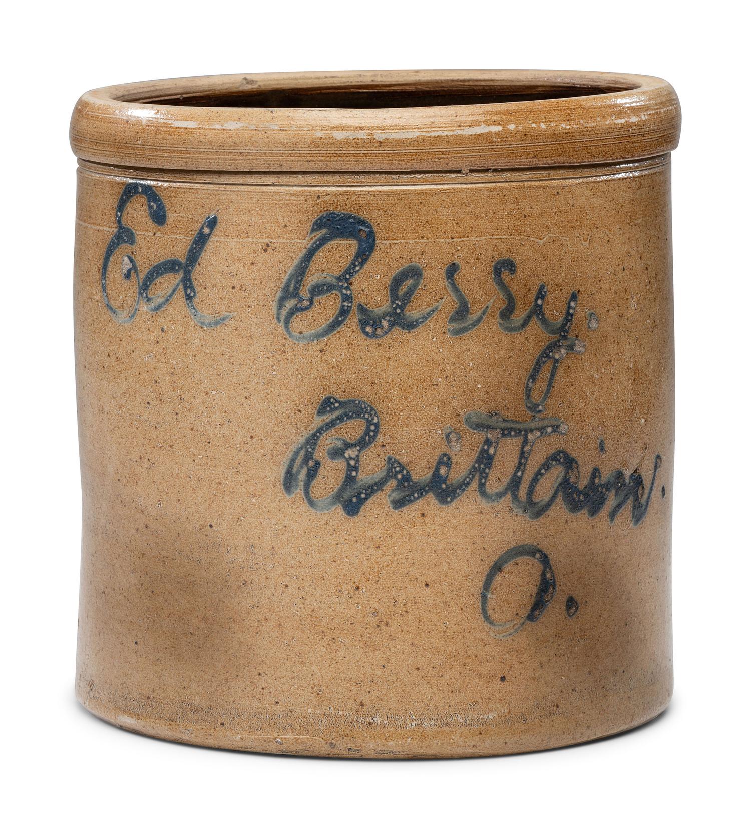 A Script Decorated Stoneware Crock
