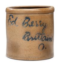 A Script Decorated Stoneware Crock