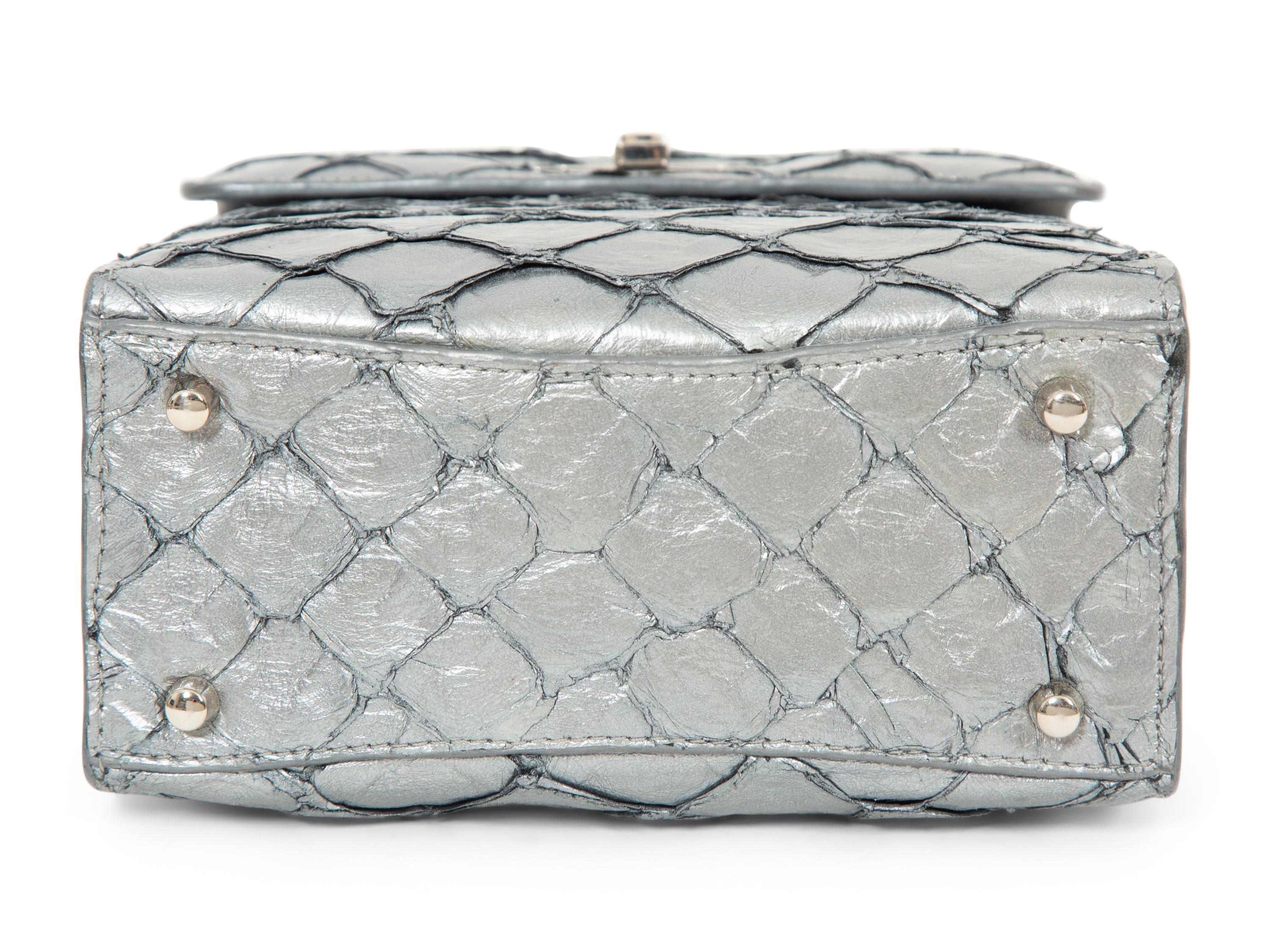 Cecy Martinez Silver Fish Skin Handbag