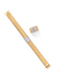 ROBERTO COIN, BICOLOR GOLD AND DIAMOND 'PRIMAVERA' SET
