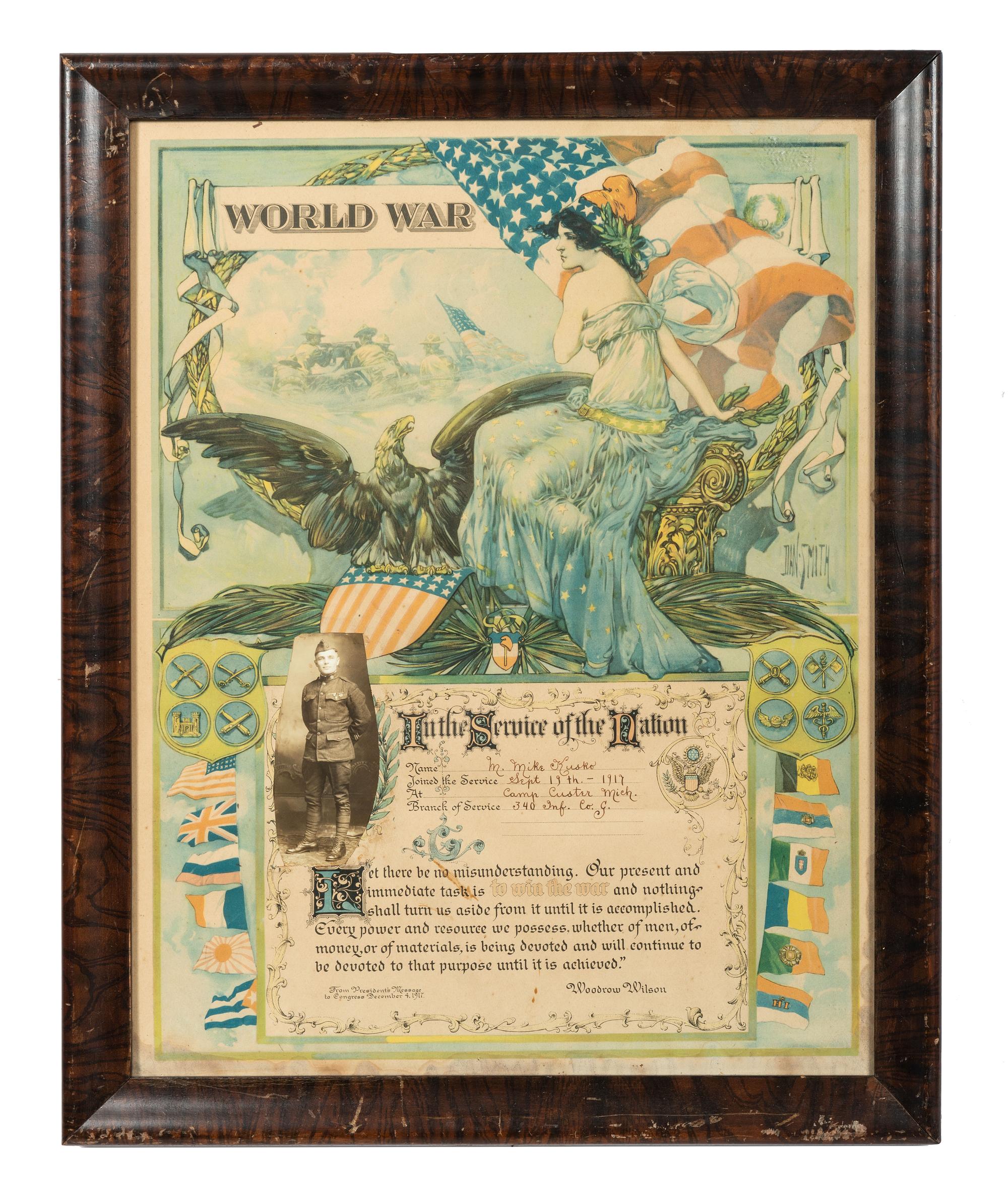 [PHOTOGRAPHY - MILITARY & TRANSPORTATION]. A group of 5 turn-of-the-century and WWI-era photographs and artworks.