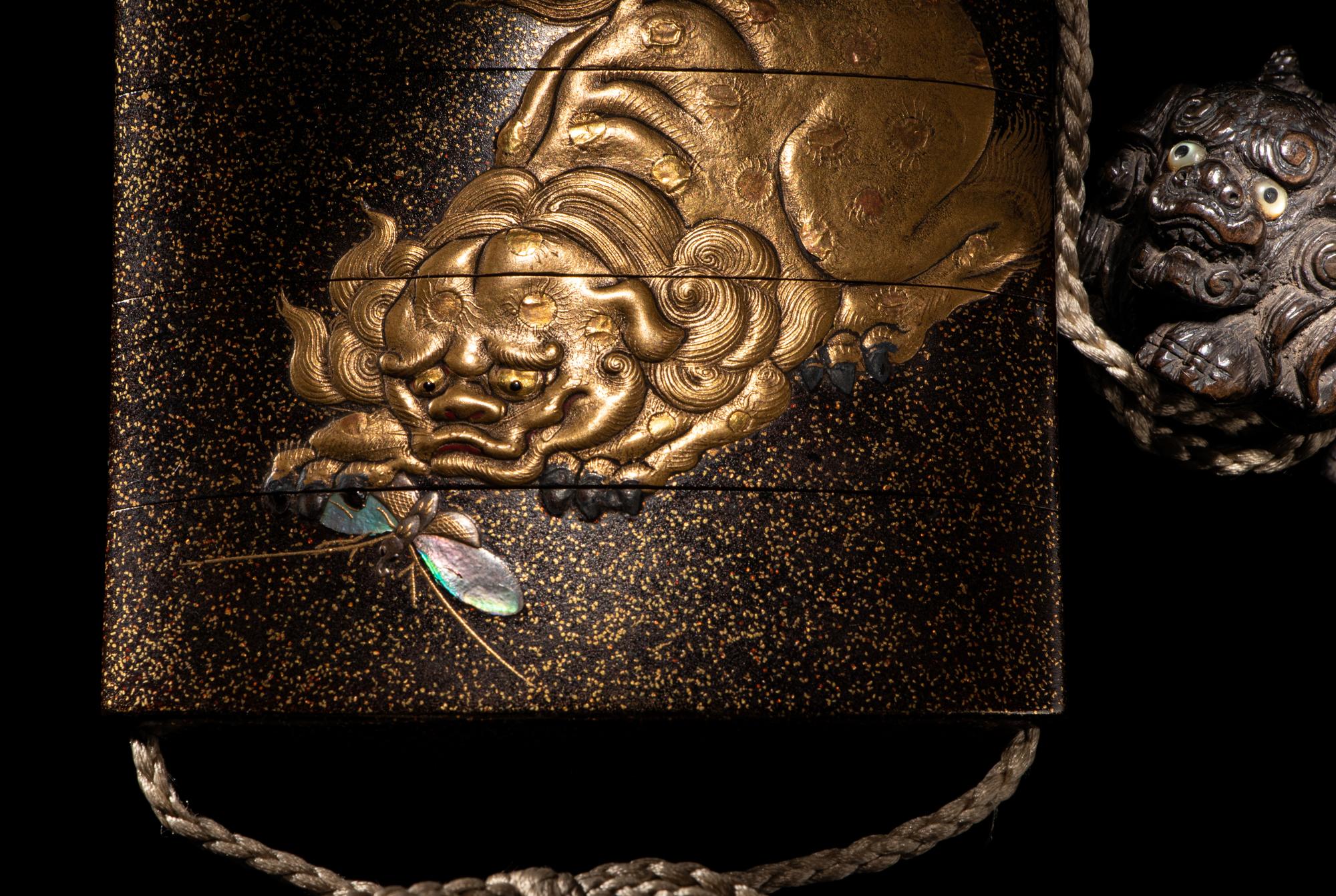 A Japanese Gold Lacquer Three-Case Inro