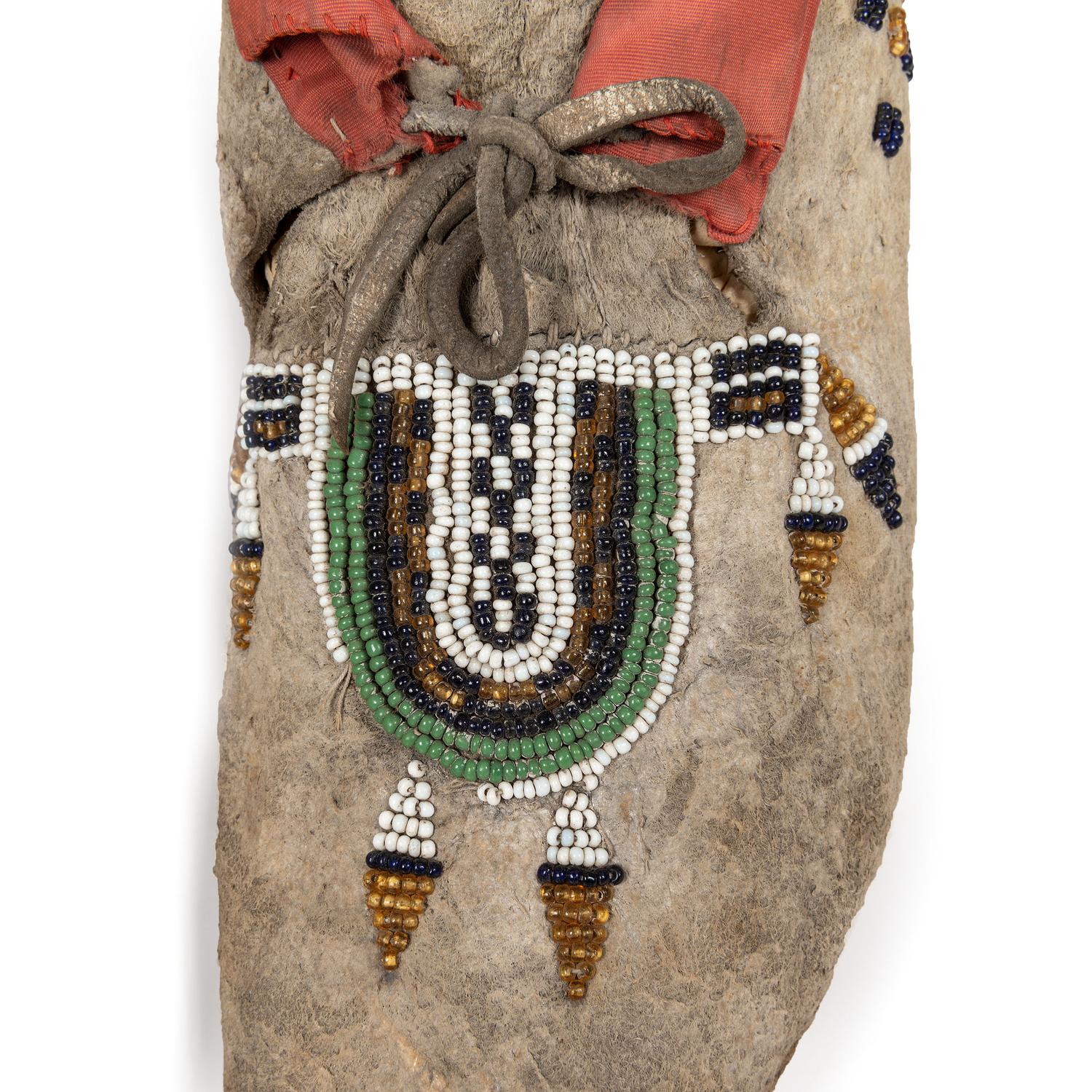 Crow Beaded Buffalo Hide Moccasins