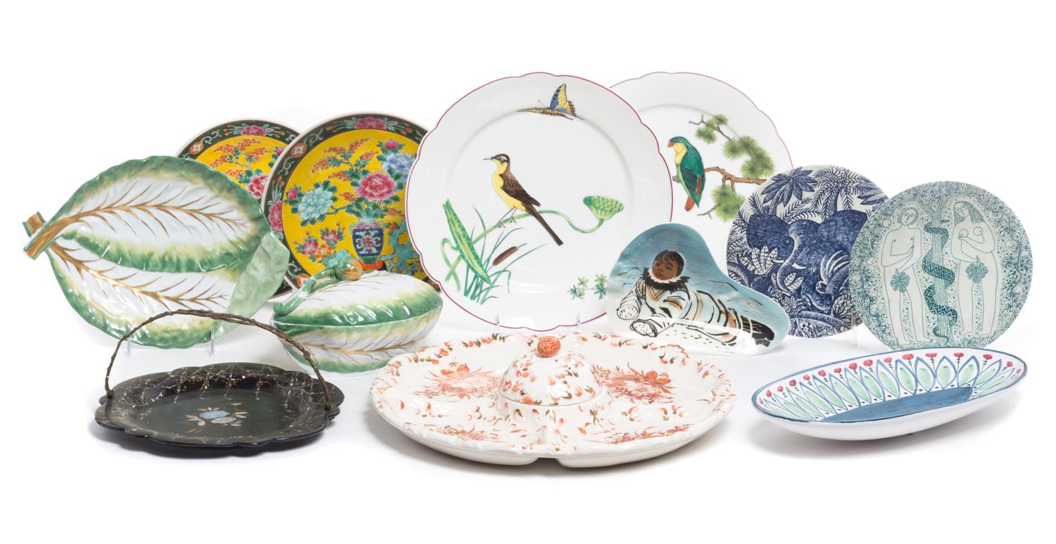 A Group of Ceramic Table Articles Diameter of first 15 1/2 inches. — 20TH CENTURY
