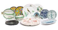 A Group of Ceramic Table Articles Diameter of first 15 1/2 inches. — 20TH CENTURY