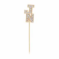 Diamond and Bicolor Gold Pin