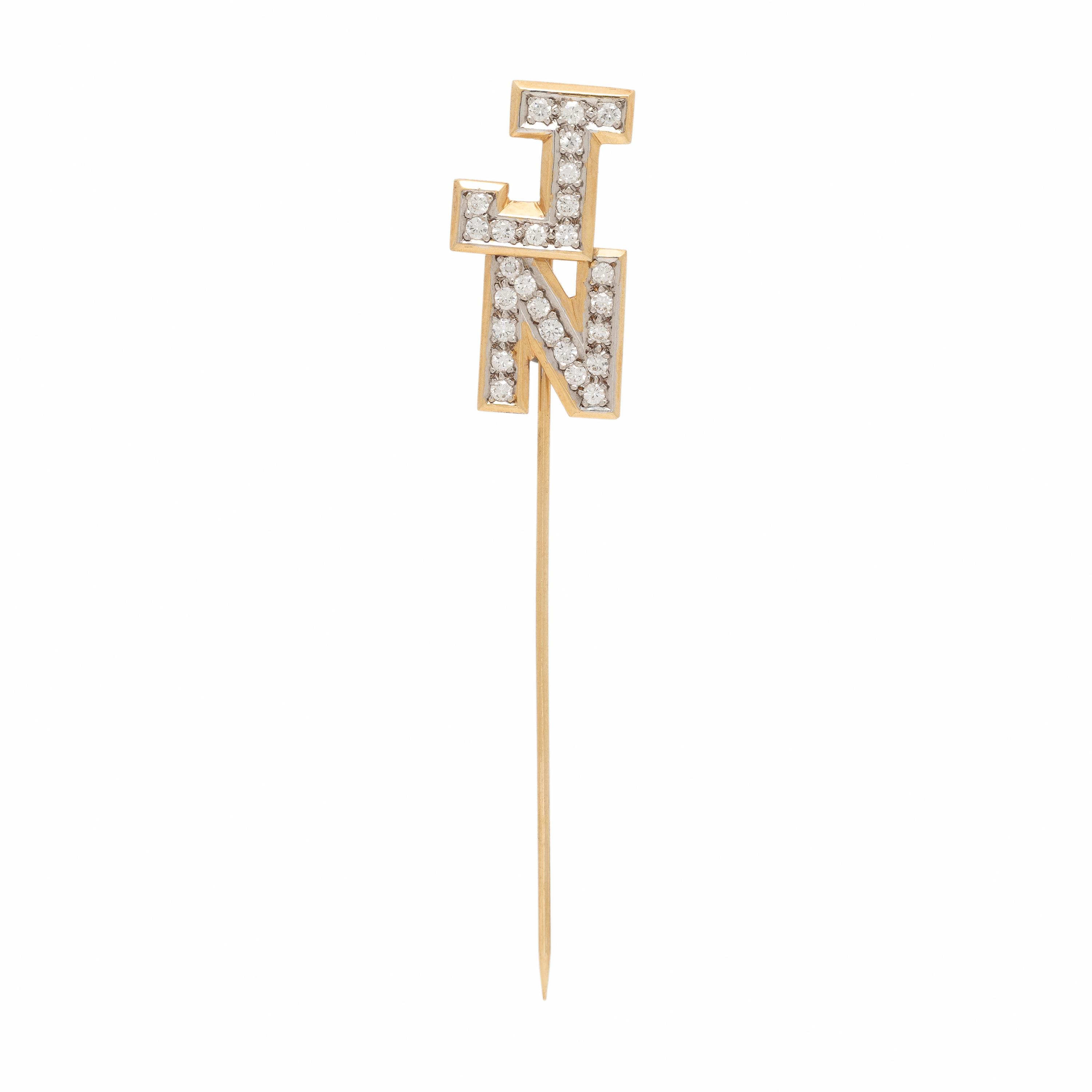 Diamond and Bicolor Gold Pin