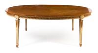 A Louis XVI Style Painted and Parcel Gilt Extension Dining Table Height 29 3/4 x width 84 x depth 54 1/4 inches. — MID-20TH CENTURY