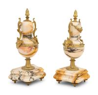 A Pair of Gilt Bronze Mounted Marble Urns — 19TH/20TH CENTURY