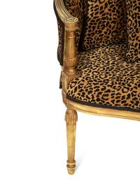 A Louis XVI Style Giltwood Caned Chair