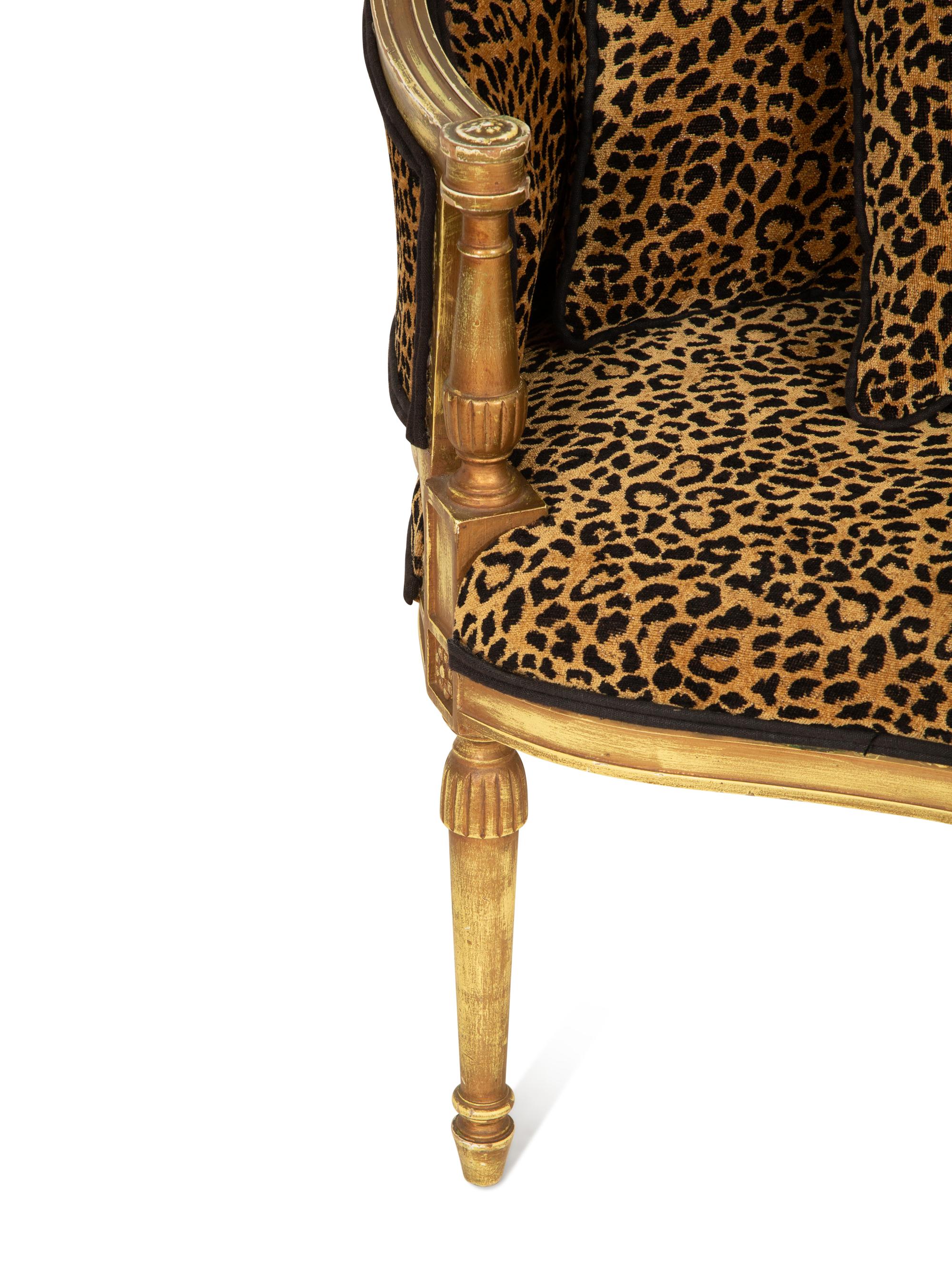 A Louis XVI Style Giltwood Caned Chair
