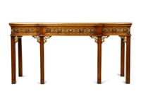 A Chinese Chippendale Style Parcel Gilt Walnut Console Table — 20TH CENTURY